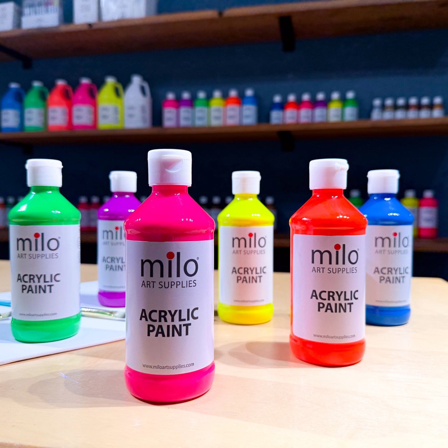 Milo Fluorescent Acrylic Paint 8 oz Bottles Set of 6