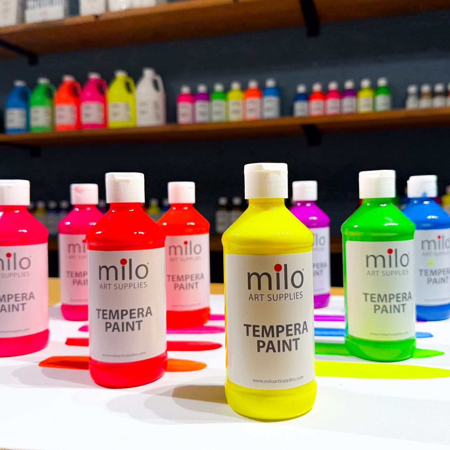 Milo Fluorescent Tempera Paint 8 oz Bottles Set of 8
