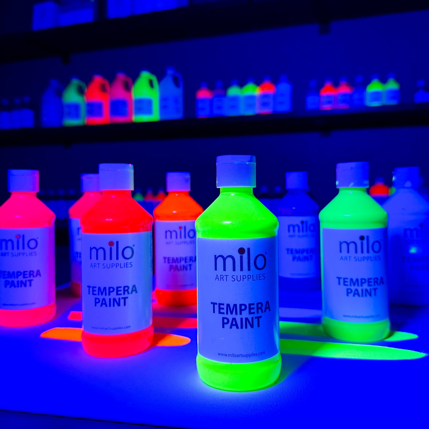 Milo Fluorescent Tempera Paint 8 oz Bottles Set of 8