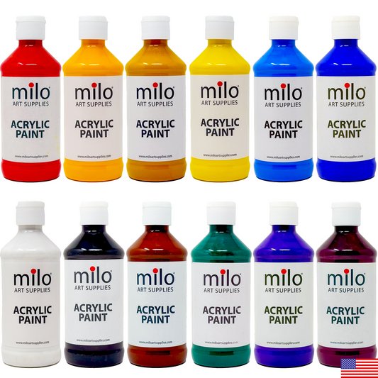 Milo Acrylic Paint 8 oz Bottles Set of 12