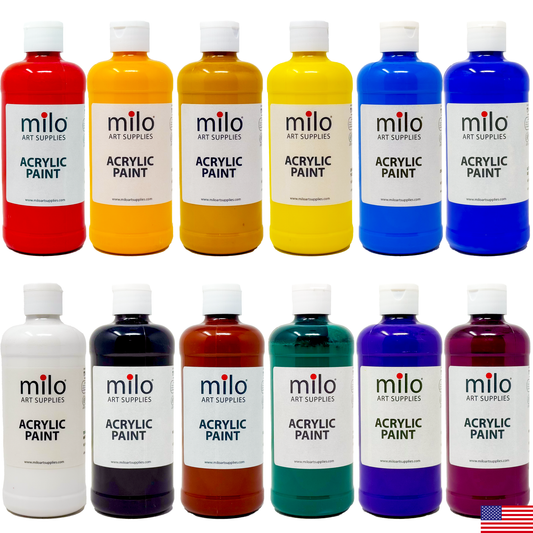 Milo Acrylic Paint 16 oz Bottles Set of 12