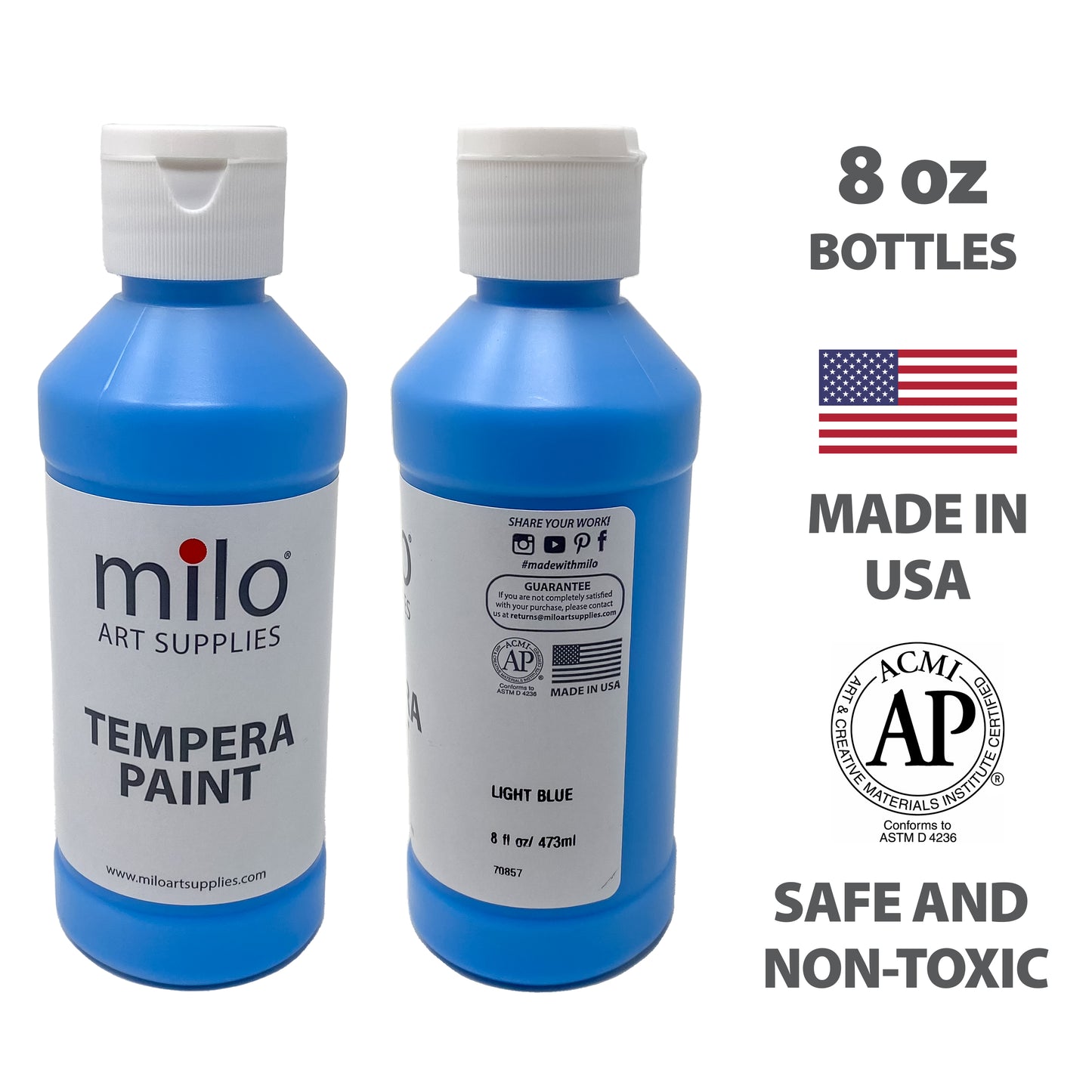 Milo Tempera Paint 8 oz Bottles Set of 12