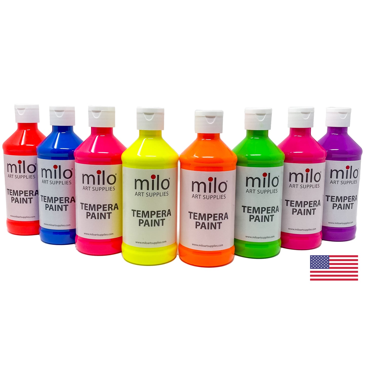 Milo Fluorescent Tempera Paint 8 oz Bottles Set of 8