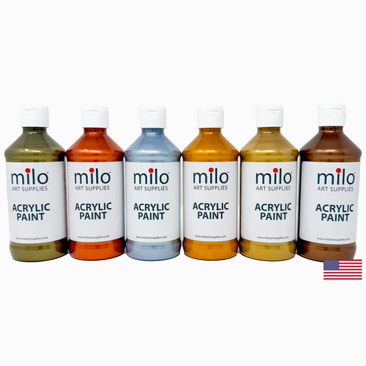 Milo Metallic Acrylic Paint 8 oz Bottles Set of 6