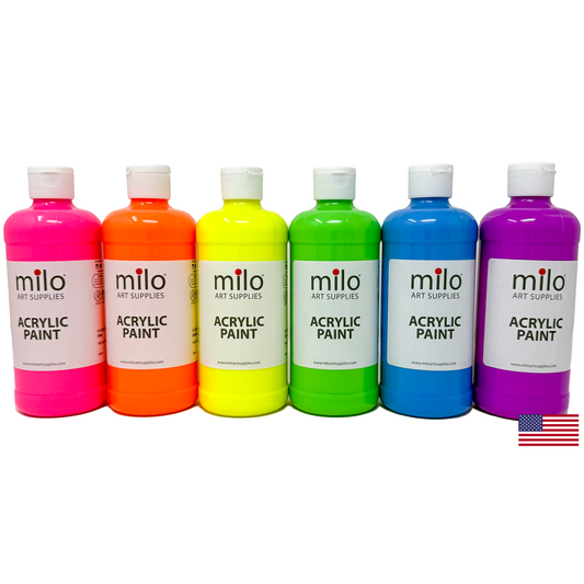 Milo Fluorescent Acrylic Paint 16 oz Bottles Set of 6