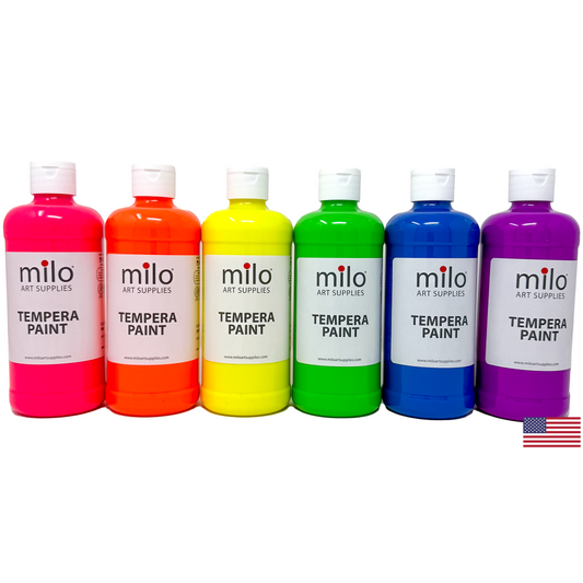 Milo Fluorescent Tempera Paint 16 oz Bottles Set of 6