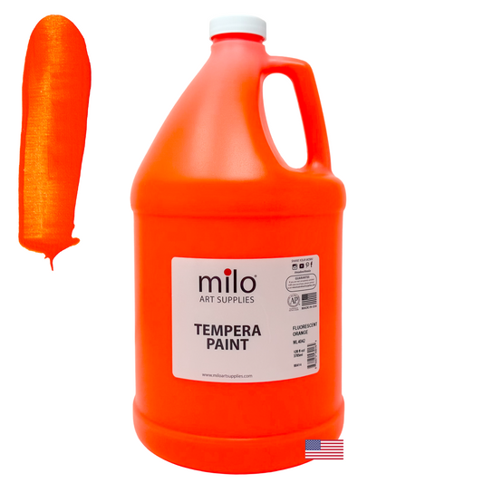 Milo UV Fluorescent Washable Tempera Paint 128 oz (Gallon) Neon Orange
