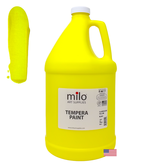 Milo UV Fluorescent Washable Tempera Paint 128 oz (Gallon) Neon Yellow