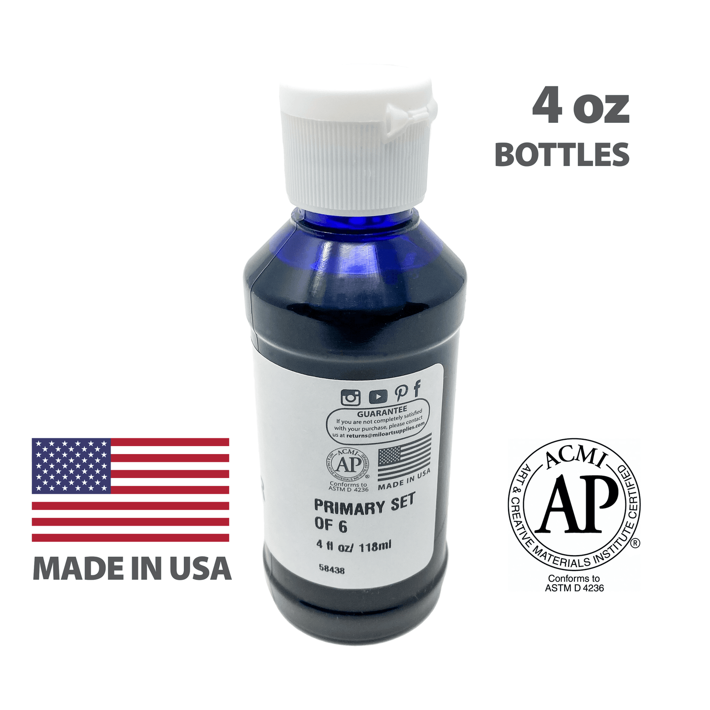 Milo Liquid Watercolor Paint 4 oz Bottles Set of 6