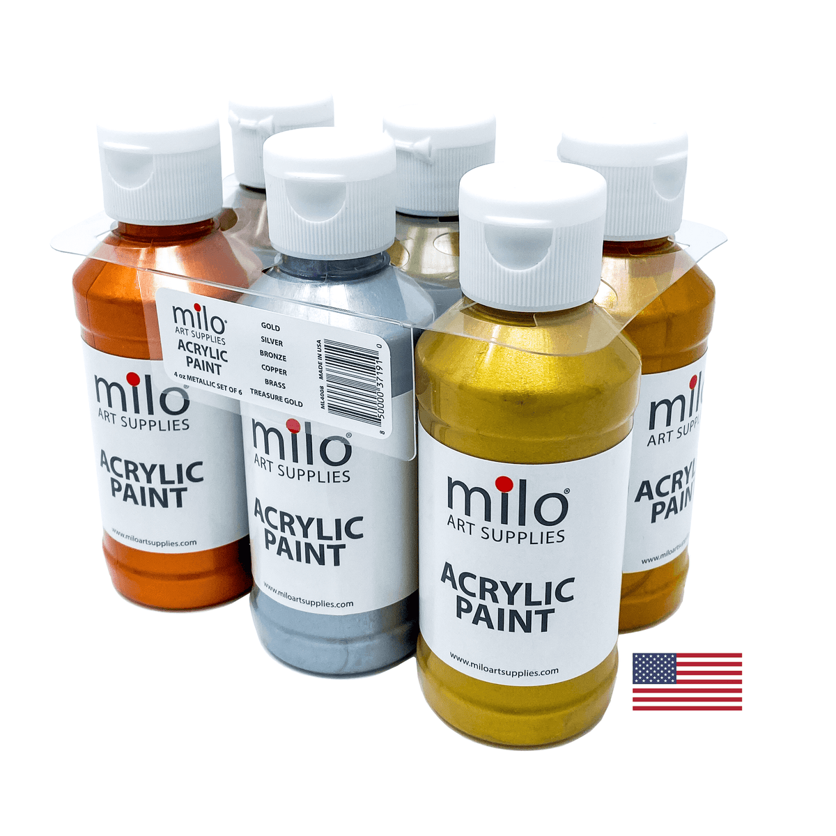 Milo Metallic Acrylic Paint 4 oz Bottles Set of 6 – Milo Art Supplies