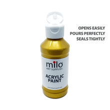 Load image into Gallery viewer, Milo Metallic Acrylic Paint 4 oz Bottles Set of 6