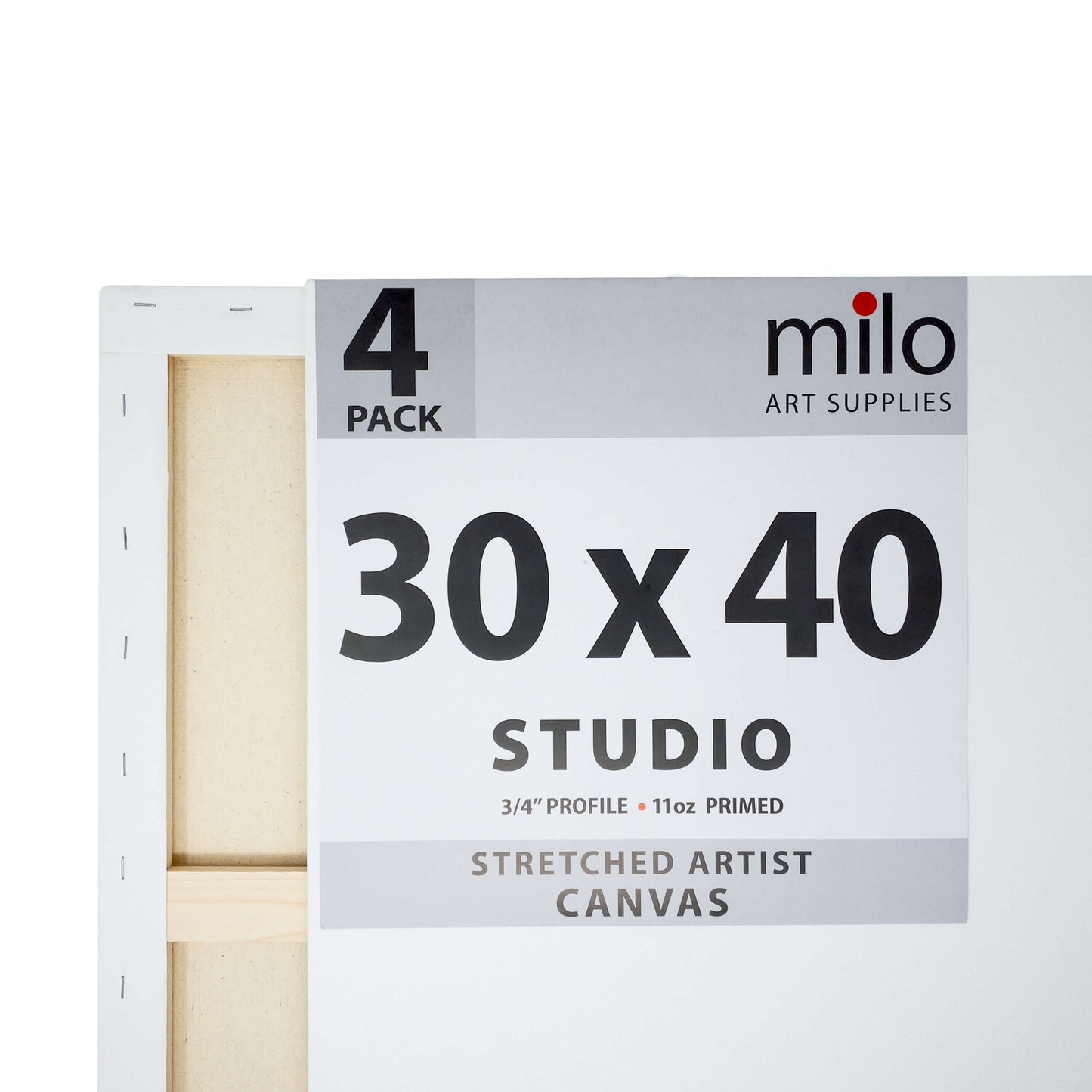 30 x 40" Stretched Canvas | Pack of 4 | ¾” inch Profile