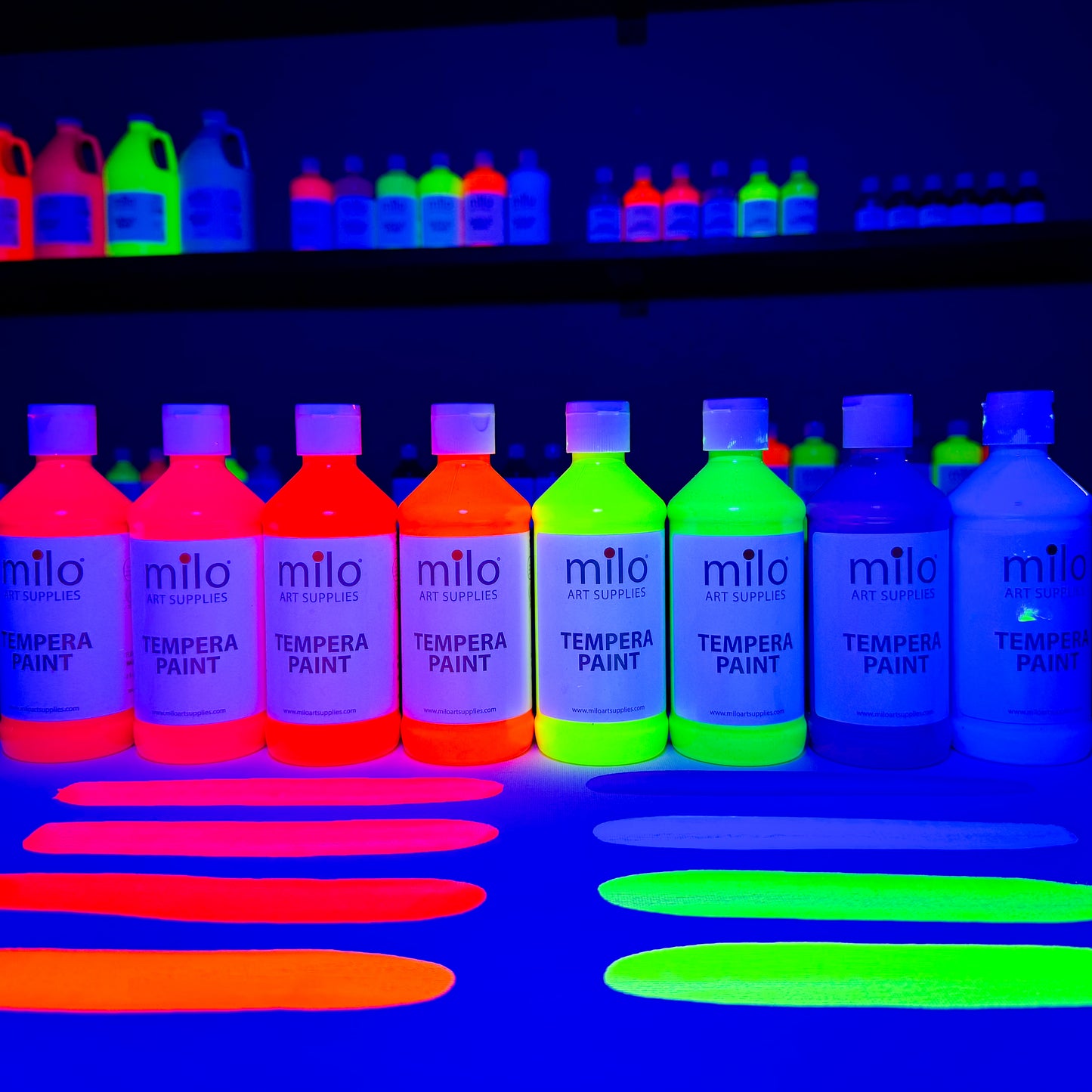 Milo Fluorescent Tempera Paint 8 oz Bottles Set of 8