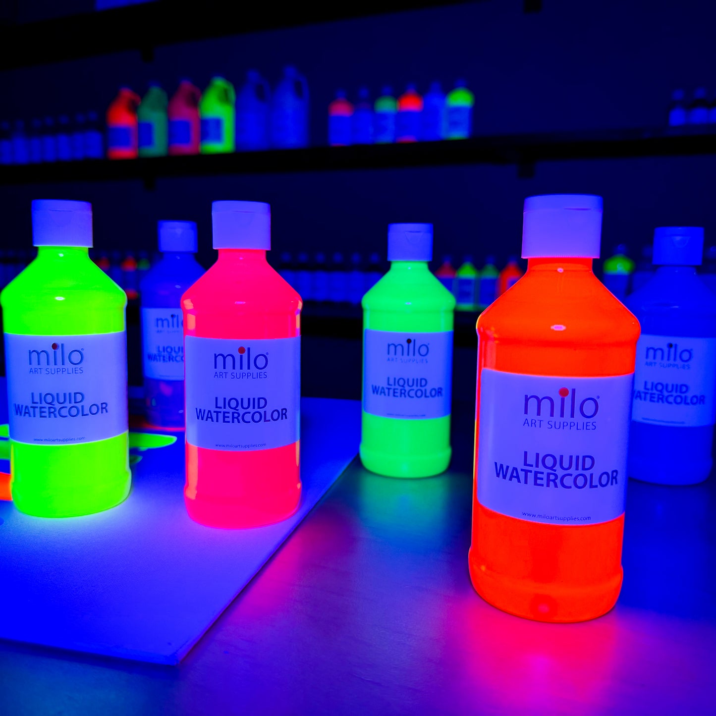Milo Fluorescent Liquid Watercolor Paint 8 oz Bottles Set of 6