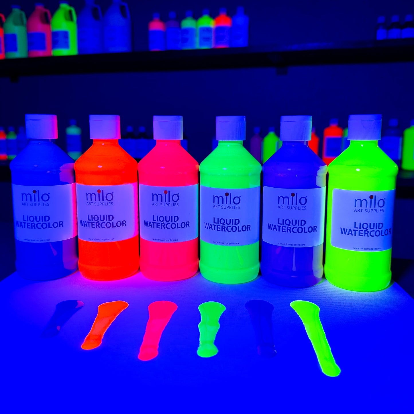 Milo Fluorescent Liquid Watercolor Paint 8 oz Bottles Set of 6