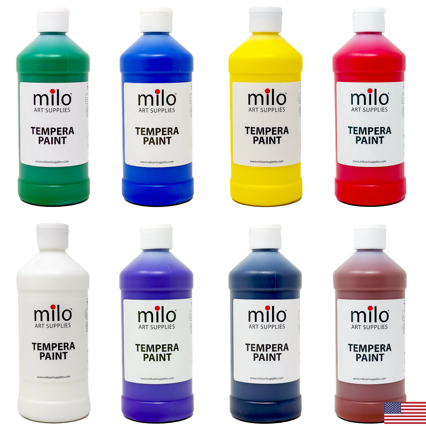 Milo Tempera Paint 16 oz Bottles Set of 8