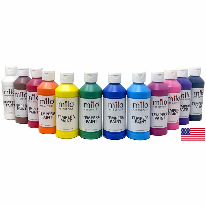 Milo Tempera Paint 8 oz Bottles Set of 12