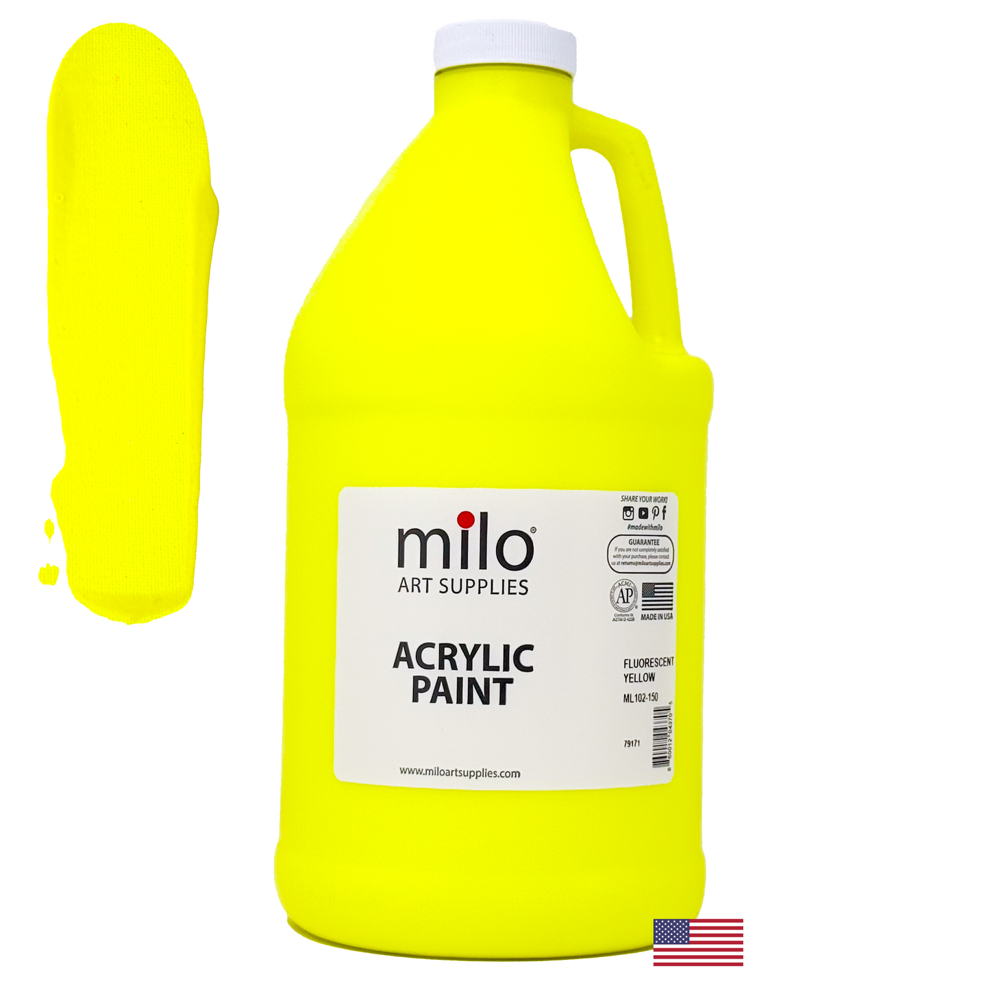Milo Fluorescent Acrylic Paint 64 oz - Neon Yellow