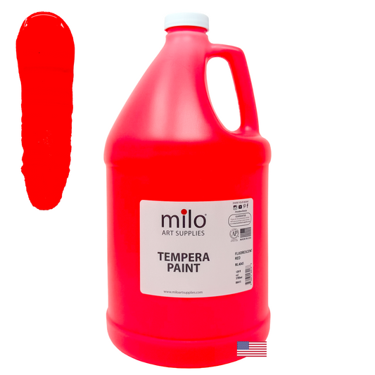 Milo UV Fluorescent Washable Tempera Paint 128 oz (Gallon) Neon Red