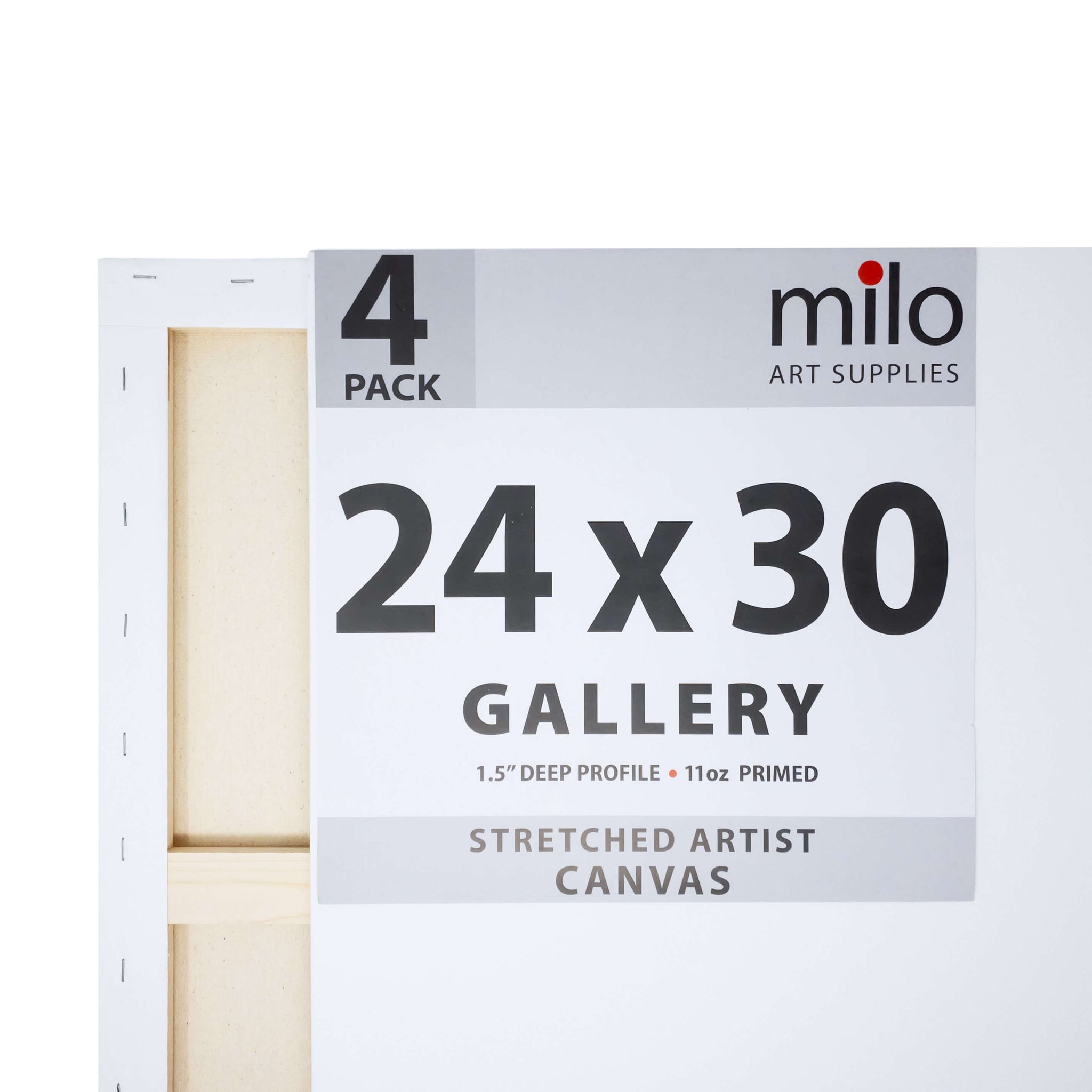 3/4 Stretched Black Cotton Canvas 24X30: Single Piece