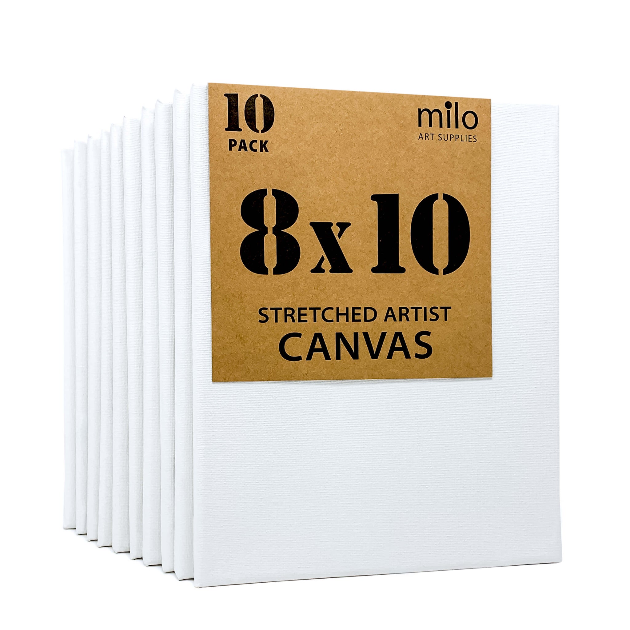 MILO  8 x 10 Pre Stretched Artist Canvas Value Pack of 10
