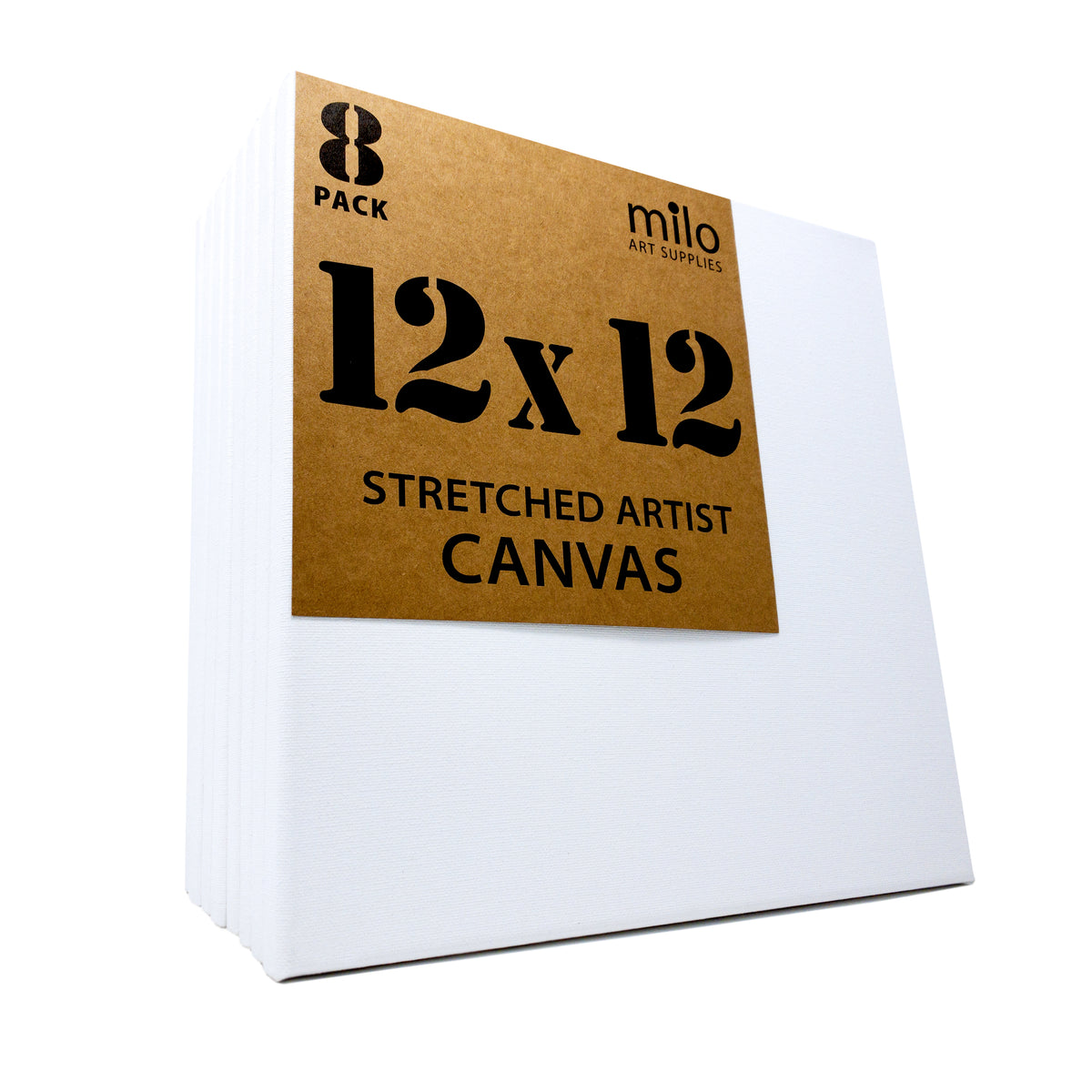 MILO | 12 x 12" Pre Stretched Artist Canvas Value Pack of 8 Canvases ...