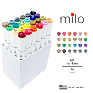 MILO 80 Art Marker Set Dual Tip Artist Markers Bullet Tip and Chisel Tip  Alcohol Based Coloring Markers Includes Marker Storage Box 