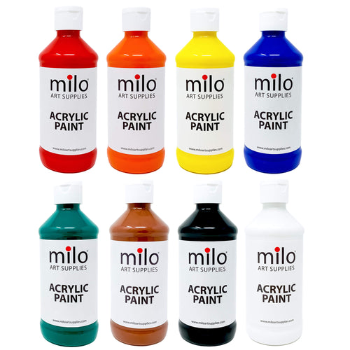 Milo Heavy Body Acrylic Paint 8 X 8 Oz Jars Made in the USA Includes  Palette Knife 