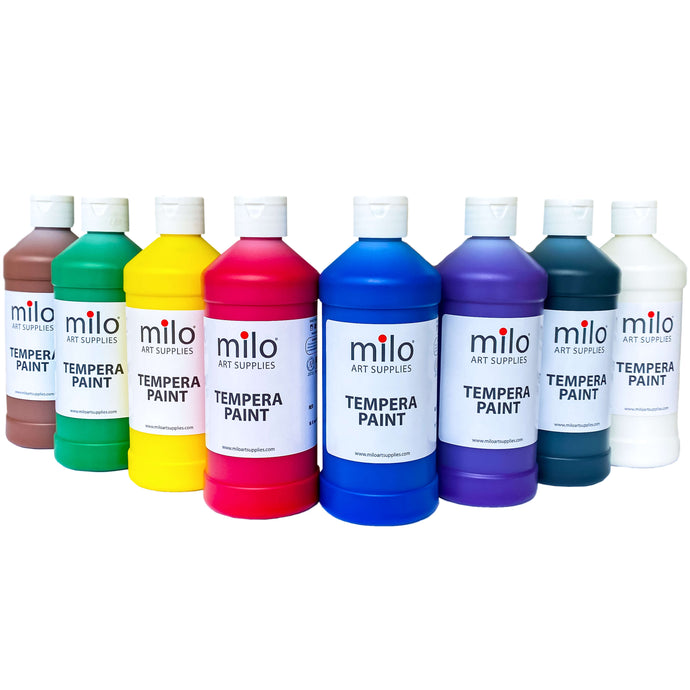 Milo Tempera Paint 16 oz Bottles Set of 8