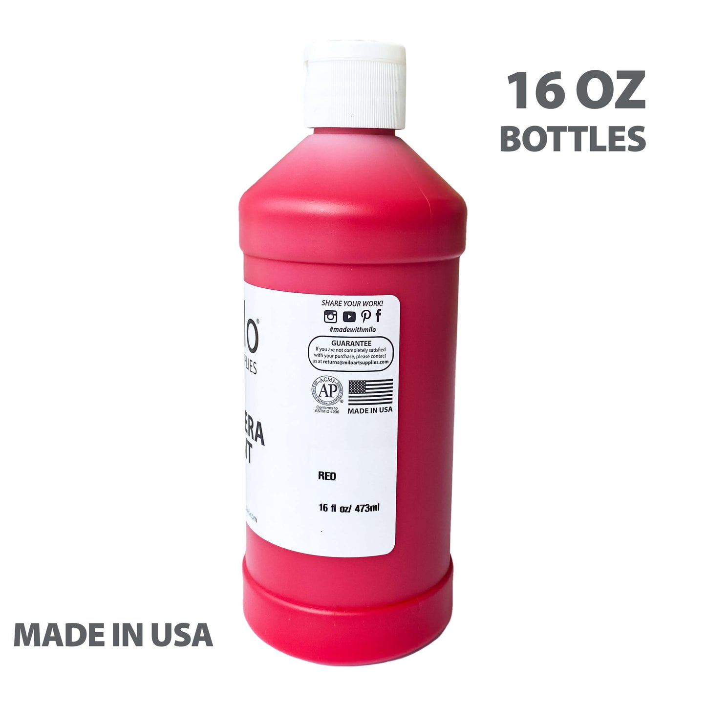 Milo Tempera Paint 16 oz Bottles Set of 8