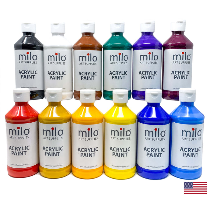 Milo Acrylic Paint 8 oz Bottles Set of 12