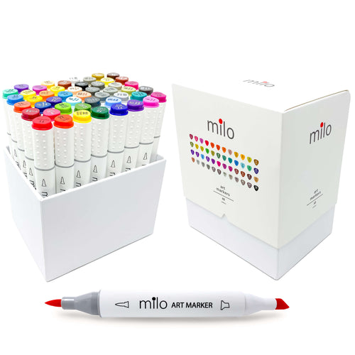 MILO  24 Art Marker Set Dual Tip Alcohol Based Brush Chisel Markers – Milo Art  Supplies