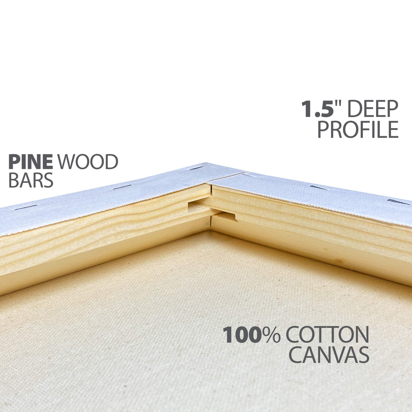 36 x 48" Stretched Canvas | Pack of 2 | 1.5" inch Profile